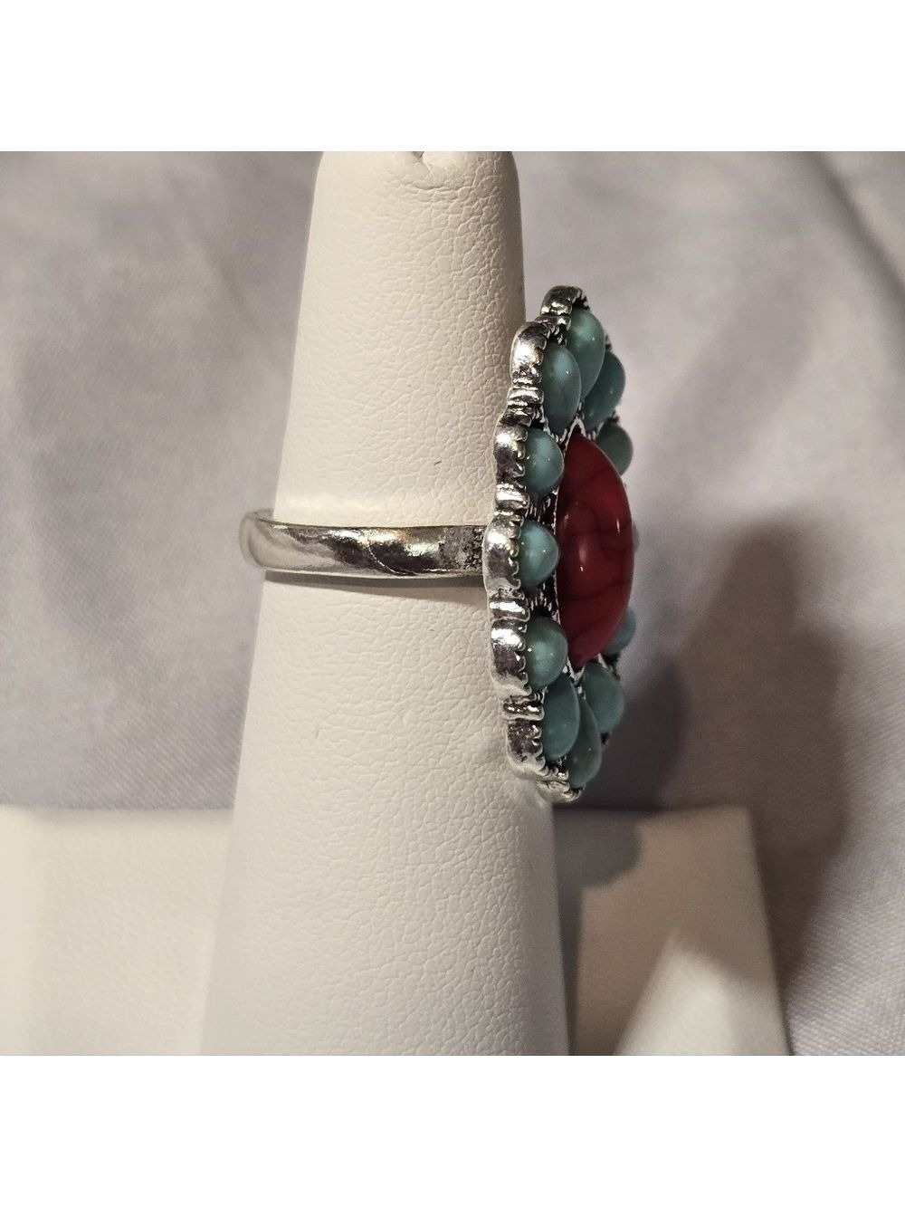 Turquoise and Red Statement Ring - Picture 2 of 2